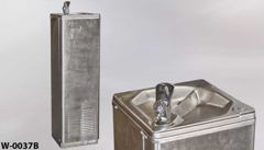 Water fountain, free standing, stainless steel, 12"wx12"dx40"t, left, stock number W-0037b