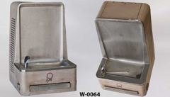 Water fountain, wallmount, stainless steel, beige metal sides, 17"w x, stock number W-0064