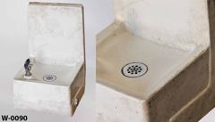 Water fountain, wallmount, white fiberglass, 12"w x 12"d x 20"t, stock number W-0090