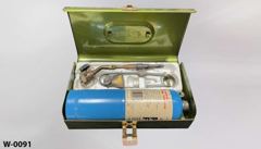 Welding kit, green metal case, w/ blue propane tank, regulator w, stock number W-0091