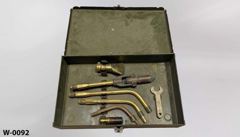 Welding torch tip kit, green/gray metal case, w/ 6 torch tips and, stock number W-0092